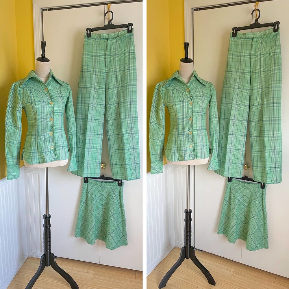 Vtg Four Corners 70s Polyester Leisure Suit 3 Piece Set